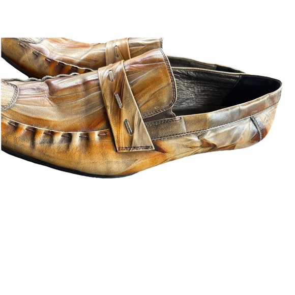 Men's Aldo Brown Italian Leather slip on dress Loafers - Picture 6 of 8